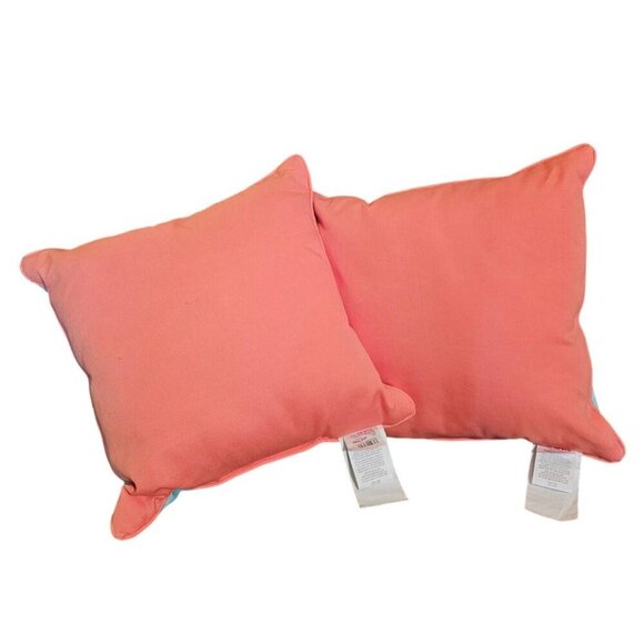 Set Of 2 Lush Decor Home 18" Flamingo Throw Pillows Coral & Aqua Polyester - Picture 5 of 6